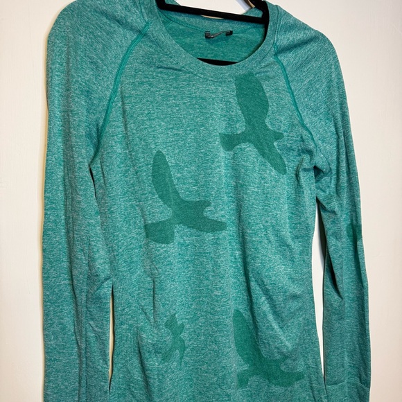 OISELLE Flyte Long Sleeve Shirt Shelly Green Seamless Birds Sz Med - Picture 5 of 5